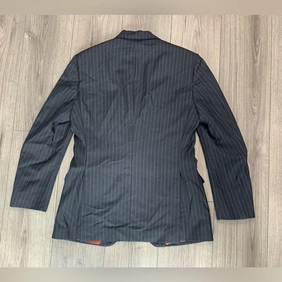 Phineas Cole Men Stripped 110s Wool Two Buttons Blazer Jacket Size 40R